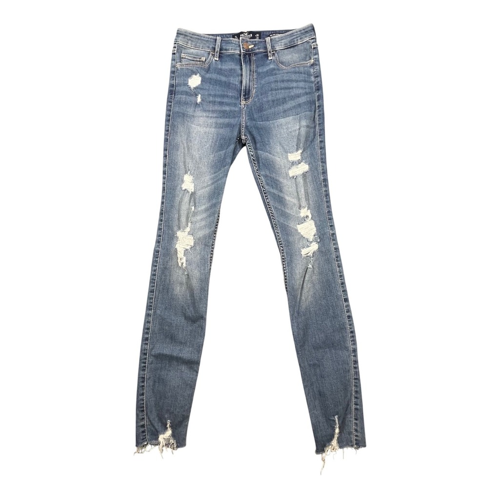 Hollister Blue Distressed High-Rise Super Skinny Jeans Women 7L